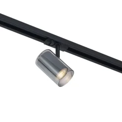 QAZQA Deckenstrahler|Aufbaustrahler*Moderner Strahler schwarz mit Rauchglas für 1-Phasen-Schienensystem - Iconic Lloyd