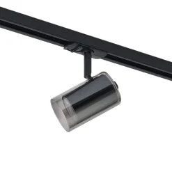 QAZQA Deckenstrahler|Aufbaustrahler*Moderner Strahler schwarz mit Rauchglas für 1-Phasen-Schienensystem - Iconic Lloyd