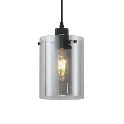 QAZQA Deckenstrahler|Aufbaustrahler*Moderner Strahler schwarz mit Rauchglas für 1-Phasen-Schienensystem - Iconic Dome