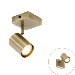 QAZQA Wandstrahler|Deckenstrahler*Moderner verstellbarer quadratischer Spot aus Bronze – Jeana