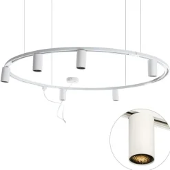 QAZQA Deckenstrahler|Aufbaustrahler*Modernes Hängendes Schienensystem mit 6 Strahlern Weiß 1-phasig GU10 50mm - Iconic Ruby Honey