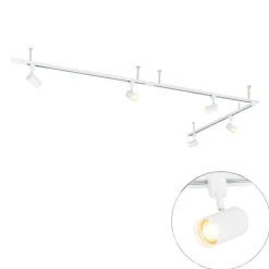 QAZQA Deckenstrahler|Aufbaustrahler*Modernes Hängendes Schienensystem mit 5 Strahlern Weiß 1-phasig - Iconic Jeana
