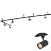 QAZQA Deckenstrahler|Aufbaustrahler*Modernes Hängendes Schienensystem mit 5 schwarzen Strahlern 1-phasig - Iconic Jeana