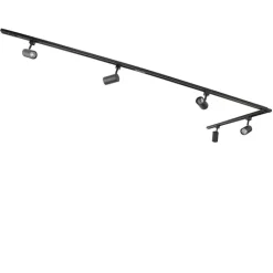 QAZQA Deckenstrahler|Aufbaustrahler*Modernes Hängendes Schienensystem mit 5 schwarzen Strahlern 1-phasig - Iconic Jeana