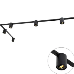 QAZQA Schlafzimmerlampen|Küchenlampen*Modernes 1-Phasen-Schienensystem mit 5 Spots schwarz - Rondoo Up
