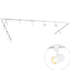 QAZQA Esszimmerlampen|Deckenstrahler*Modernes 1-Phasen-Schienensystem mit 10 Spots weiß - Jeana