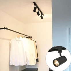 QAZQA Schlafzimmerlampen|Küchenlampen*Modernes 1-Phasen-Schienensystem mit 3 Spots schwarz - Jeana