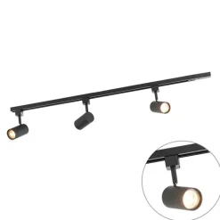 QAZQA Schlafzimmerlampen|Küchenlampen*Modernes 1-Phasen-Schienensystem mit 3 Spots schwarz - Jeana