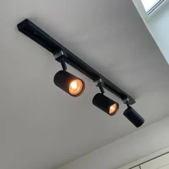 QAZQA Schlafzimmerlampen|Küchenlampen*Modernes 1-Phasen-Schienensystem mit 3 Spots schwarz - Jeana