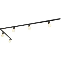 QAZQA Küchenlampen|Deckenstrahler*Modernes 1-Phasen-Schienensystem 5-flammig inkl. E27-Fassung schwarz - Jeana