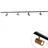 QAZQA Deckenstrahler|Aufbaustrahler*Modernes 1-Phasen-Schienensystem mit 4 Strahlern dunkelbronze - Jeana
