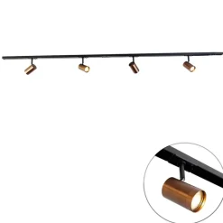 QAZQA Deckenstrahler|Aufbaustrahler*Modernes 1-Phasen-Schienensystem mit 4 Strahlern dunkelbronze - Jeana