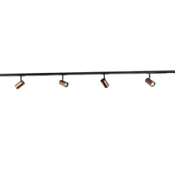 QAZQA Deckenstrahler|Aufbaustrahler*Modernes 1-Phasen-Schienensystem mit 4 Strahlern dunkelbronze - Jeana
