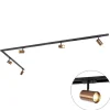 QAZQA Smarte Spots|Deckenstrahler*Modernes 1-Phasen-Schienensystem inkl. 5 WiFi GU10 Dunkelbronze - Jeana