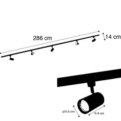 QAZQA Smarte Spots|Deckenstrahler*Modernes 1-Phasen-Schienensystem inkl. 5 WiFi GU10 Dunkelbronze - Jeana