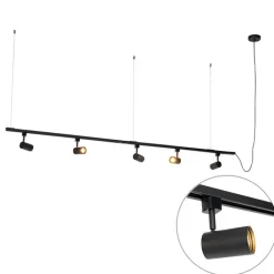 QAZQA Schlafzimmerlampen|Küchenlampen*Modernes 1-Phasen-Schienensystem mit 5 Spots schwarz - Jeana