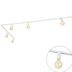 QAZQA Deckenstrahler|Aufbaustrahler*Modernes 1-Phasen-Schienensystem 5-flammig inkl. E27-Fassung weiß - Jeana