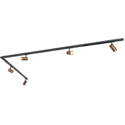 QAZQA Deckenstrahler|Aufbaustrahler*Modernes 1-Phasen-Schienensystem mit 5 Spots dunkelbronze - Jeana