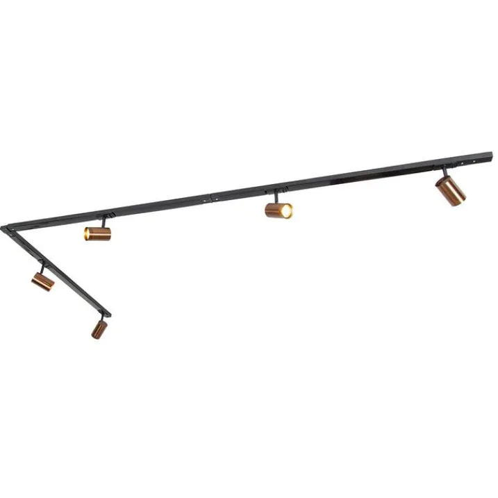 QAZQA Deckenstrahler|Aufbaustrahler*Modernes 1-Phasen-Schienensystem mit 5 Spots dunkelbronze - Jeana
