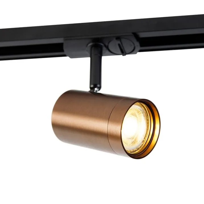 QAZQA Deckenstrahler|Aufbaustrahler*Modernes 1-Phasen-Schienensystem mit 5 Spots dunkelbronze - Jeana