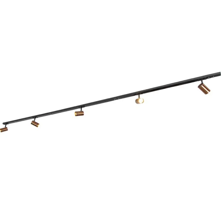 QAZQA Deckenstrahler|Aufbaustrahler*Modernes 1-Phasen-Schienensystem mit 5 Spots dunkelbronze - Jeana