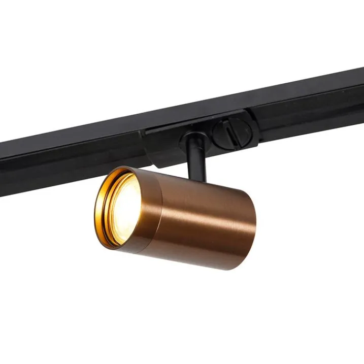 QAZQA Deckenstrahler|Aufbaustrahler*Modernes 1-Phasen-Schienensystem mit 5 Spots dunkelbronze - Jeana