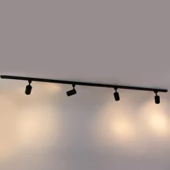 QAZQA Schlafzimmerlampen|Küchenlampen*Modernes 1-phasiges Schienensystem mit 4 schwarzen Strahlern - Iconic Jeana