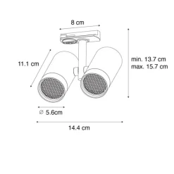 QAZQA Deckenstrahler|Aufbaustrahler*Modernes 1-phasiges Schienensystem weiß 2-Licht - Iconic Scopio