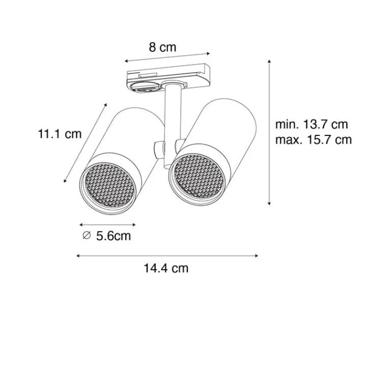 QAZQA Deckenstrahler|Aufbaustrahler*Modernes 1-phasiges Schienensystem weiß 2-Licht - Iconic Scopio
