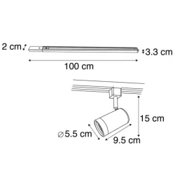 QAZQA Schlafzimmerlampen|Küchenlampen*Modernes 1-phasiges Schienensystem mit 15 Strahlern weiß - Iconic Jeana