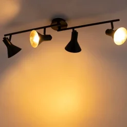 QAZQA Deckenstrahler|Aufbaustrahler*Modernes Punktschwarz mit Gold 4-Licht - Magno