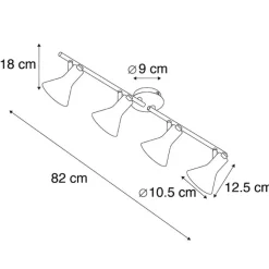 QAZQA Deckenstrahler|Aufbaustrahler*Modernes Punktschwarz mit Gold 4-Licht - Magno