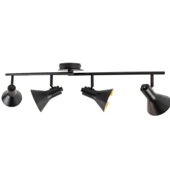 QAZQA Deckenstrahler|Aufbaustrahler*Modernes Punktschwarz mit Gold 4-Licht - Magno