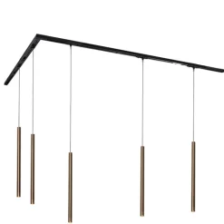 QAZQA Deckenstrahler|Aufbaustrahler*Modernes Schienenbeleuchtungssystem mit 5 Pendelleuchten Dunkelbronze 1-phasig - Iconic Frini