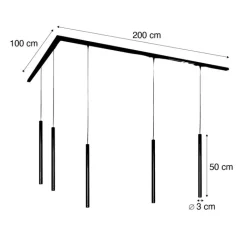 QAZQA Deckenstrahler|Aufbaustrahler*Modernes Schienenbeleuchtungssystem mit 5 Pendelleuchten Dunkelbronze 1-phasig - Iconic Frini