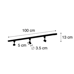QAZQA Deckenstrahler|Aufbaustrahler*Modernes Schienensystem 3-flammig 1-Phase schwarz - Jeany