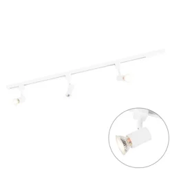 QAZQA Deckenstrahler|Aufbaustrahler*Modernes Schienensystem 3-flammig 1-Phase weiß - Jeany