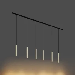 QAZQA Deckenstrahler|Aufbaustrahler*Modernes Schienensystem mit 6 Pendelleuchten Beige mit Schwarz 1-phasig - Slimline Keno