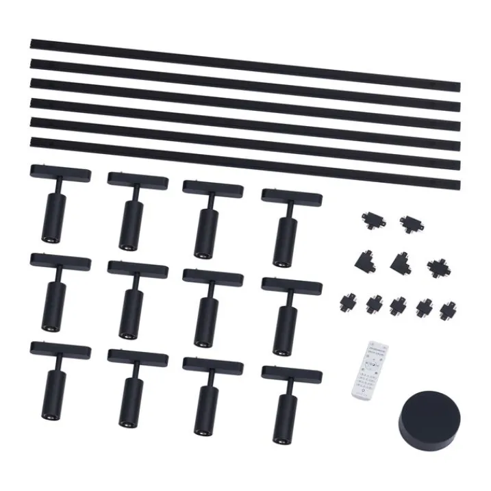 QAZQA Schlafzimmerlampen|Küchenlampen*Modernes Schienensystem mit 12 schwarzen Strahlern 1-phasig - Magnetic Samson