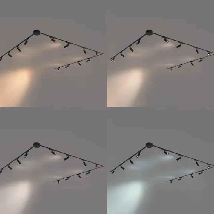 QAZQA Schlafzimmerlampen|Küchenlampen*Modernes Schienensystem mit 12 schwarzen Strahlern 1-phasig - Magnetic Samson