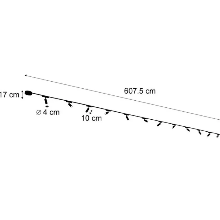 QAZQA Schlafzimmerlampen|Küchenlampen*Modernes Schienensystem mit 12 schwarzen Strahlern 1-phasig - Magnetic Samson