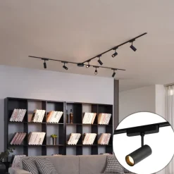 QAZQA Led-Strahler|Deckenstrahler*Modernes Schienensystem mit 8 schwarzen Strahlern 1-phasig 400 cm - Magnetic Gert