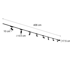 QAZQA Led-Strahler|Deckenstrahler*Modernes Schienensystem mit 8 schwarzen Strahlern 1-phasig 400 cm - Magnetic Gert