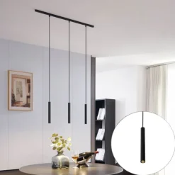 QAZQA Deckenstrahler|Aufbaustrahler*Modernes Schienensystem mit 3 schwarzen Pendelleuchten 1-phasig - Slimline Keno