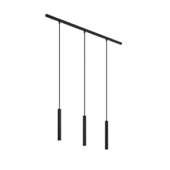 QAZQA Deckenstrahler|Aufbaustrahler*Modernes Schienensystem mit 3 schwarzen Pendelleuchten 1-phasig - Slimline Keno