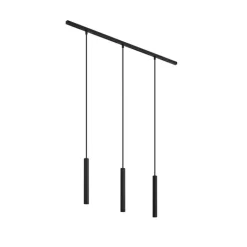 QAZQA Deckenstrahler|Aufbaustrahler*Modernes Schienensystem mit 3 schwarzen Pendelleuchten 1-phasig - Slimline Keno