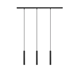 QAZQA Deckenstrahler|Aufbaustrahler*Modernes Schienensystem mit 3 schwarzen Pendelleuchten 1-phasig - Slimline Keno