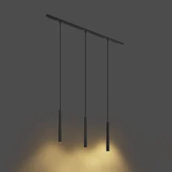 QAZQA Deckenstrahler|Aufbaustrahler*Modernes Schienensystem mit 3 schwarzen Pendelleuchten 1-phasig - Slimline Keno