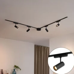 QAZQA Led-Strahler|Deckenstrahler*Modernes Schienensystem mit 4 schwarzen Strahlern 1-phasig 200 cm - Magnetic Gert