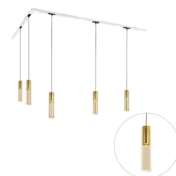 QAZQA Deckenstrahler|Aufbaustrahler*Modernes Schienensystem mit 5 goldenen Pendelleuchten 1-phasig - Iconic Lloyd